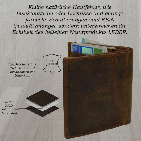 Kleine Sportlich handliche Geldbörse Herren Portemonnaie Design Wild Tribes Only Braun